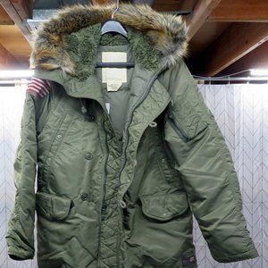 NWT Ralph Lauren Green Hooded Faux Fur Parka Coat